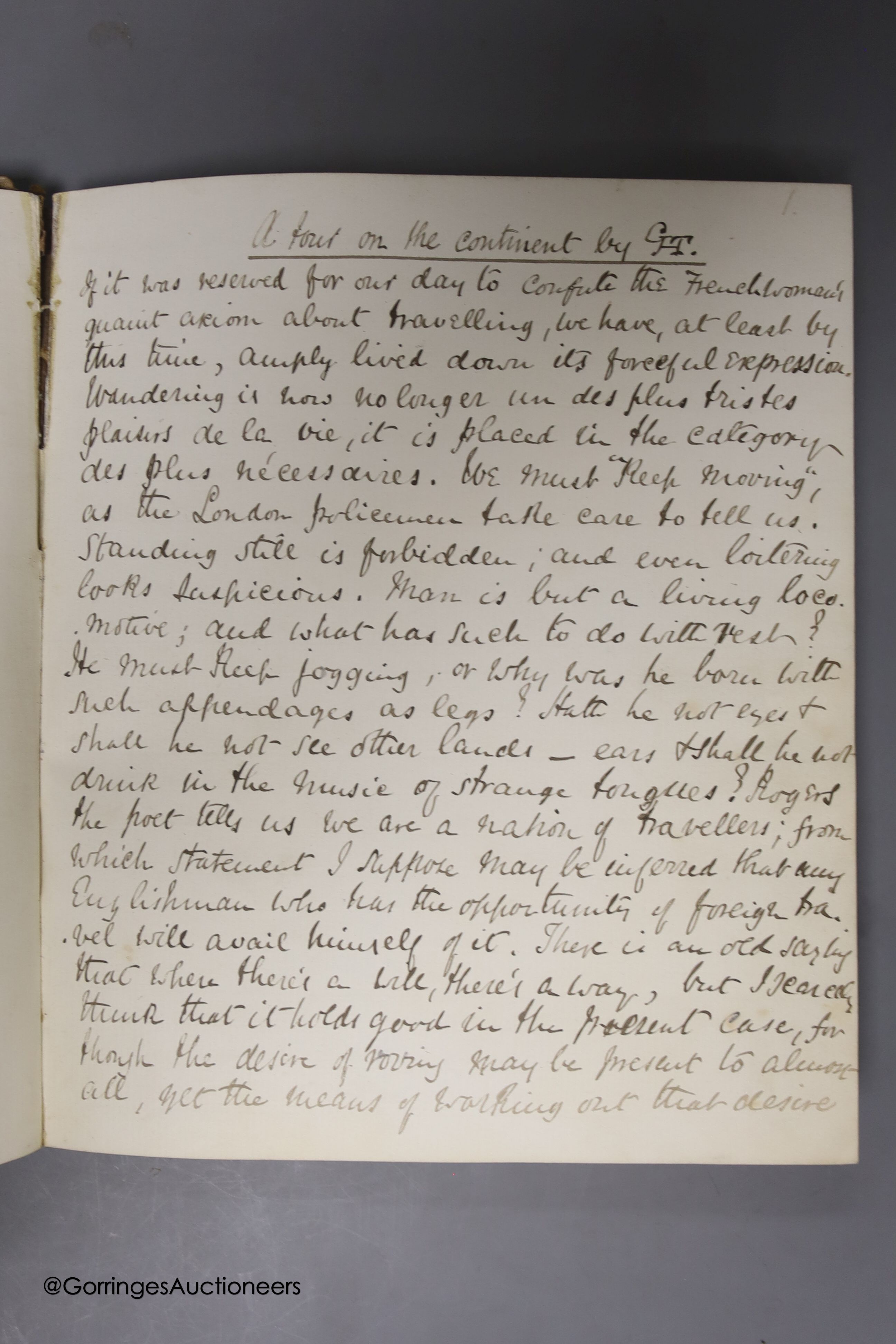 A 19th century Grand Tour diary by G.T.